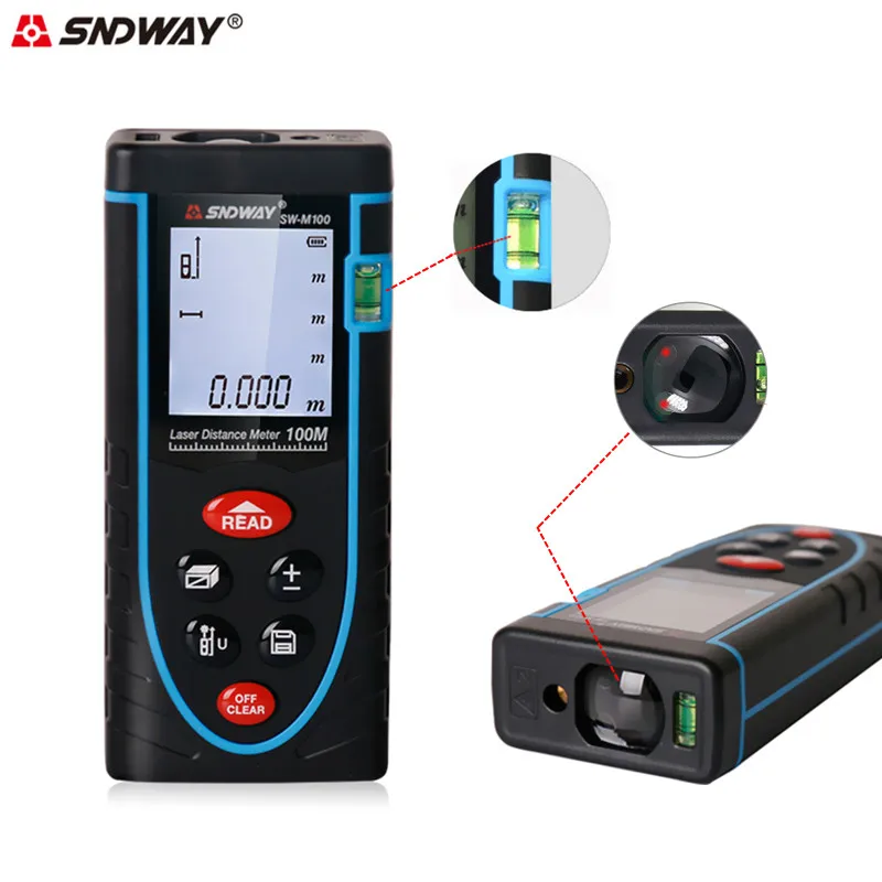 Лазерный дальномер SNDWAY 100 м цифровой измеритель расстояния рулетка