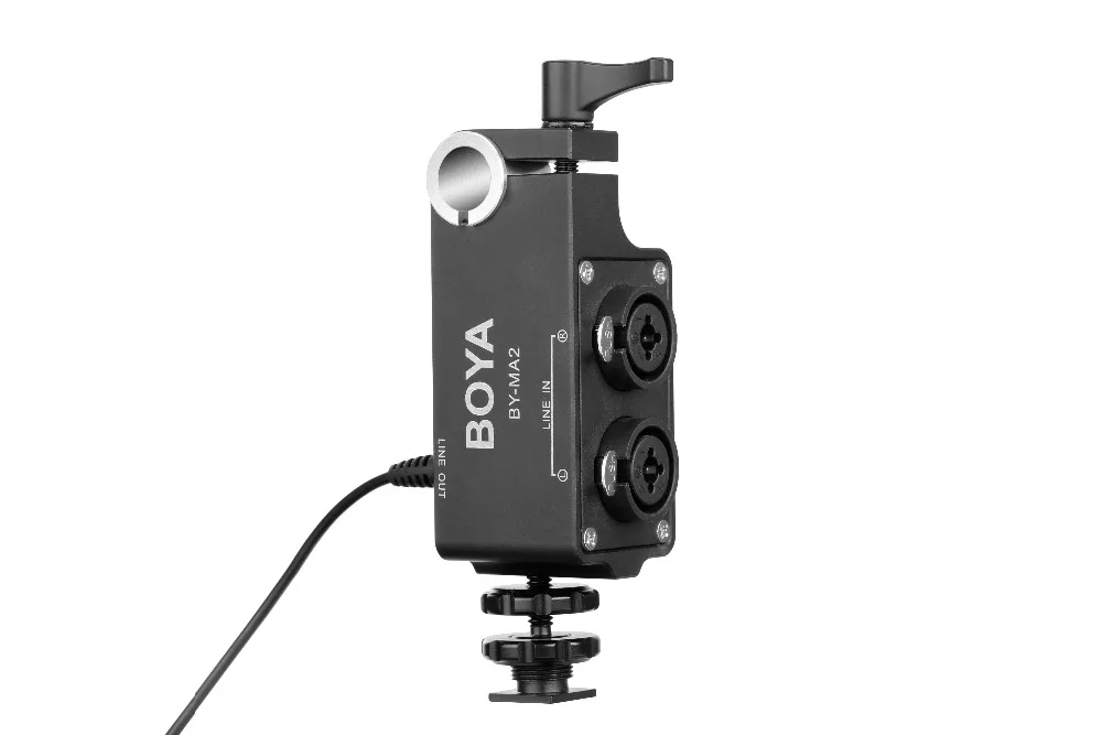 

BOYA BY-MA2 Dual-Channel XLR Audio Mixer with 6.35mm input 3.5mm Jack for Canon Nikon DSLR Camcorders Wireless Microphone System