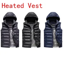 LAMBDA, новинка, мужской и женский жилет с электрическим подогревом, теплый жилет, теплая одежда с перьями,, зимняя куртка, шапка