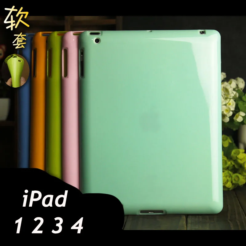 

FOR apple i pad 1 2 3 4 soft cover case 9.7 inch solid Color silicon TPU anti-knock case