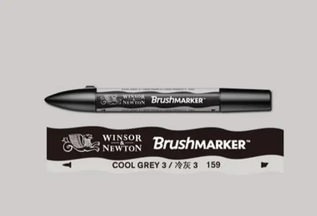 Winsor& Newton кисть-маркер, кисть на спиртовой основе, быстро сохнет, черный, серый, розовый, фиолетовый цвета, два кончика, художественные ручки - Цвет: Cool Grey 3
