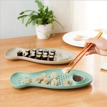 Weizen Stroh Fisch Geformt Knödel Platte Kreativen Knödel Gerichte Mit Essig Schüssel Sushi Platte Auffangwanne 165g