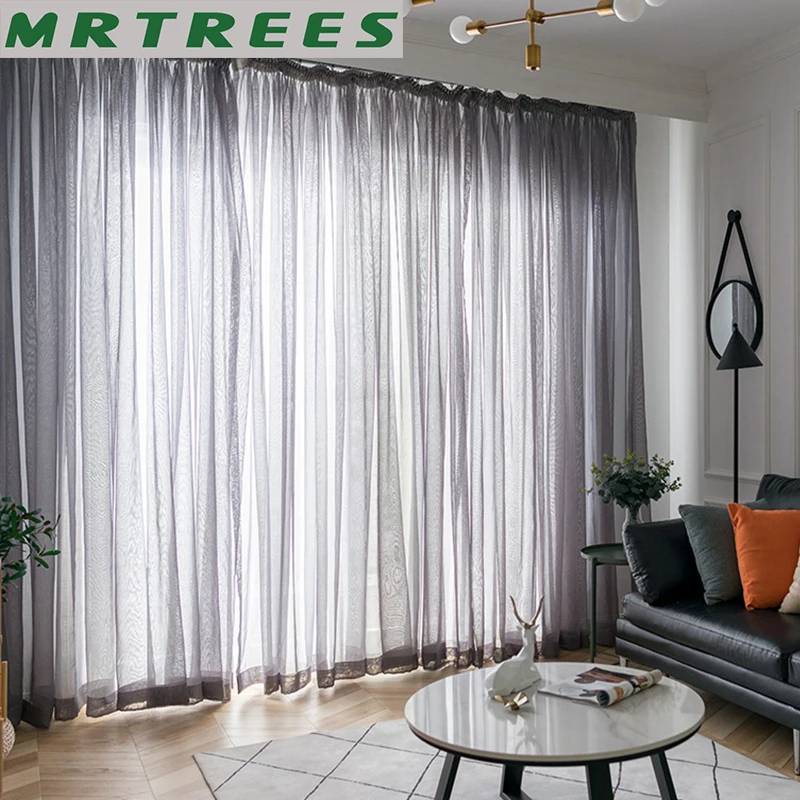 Mrtrees Tulle Curtains For Living Room The Bedroom Sheer Curtains For Kitchen Modern Tulle Voile Door Window Curtains Cortinas