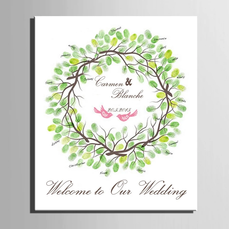 

Wedding Guest Book Personalized Fingerprint Tree Hearts Painting Signature fingerprint tree for wedding canvas painting