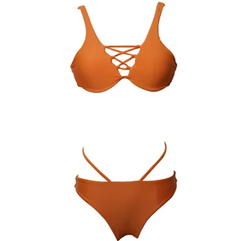 

Sexy Bikini Women's Solid Color Swimsuit Lace Swimwear Tropical Halter Bikini Suit Low Waist Swimsuit Push Up Swimming Suit