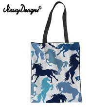 NoisyDesigns Женская Холщовая Сумка-тоут, тканевая хлопковая ткань, многоразовая сумка для покупок, женские пляжные сумки с принтом Crazy Horse, сумки для продуктов