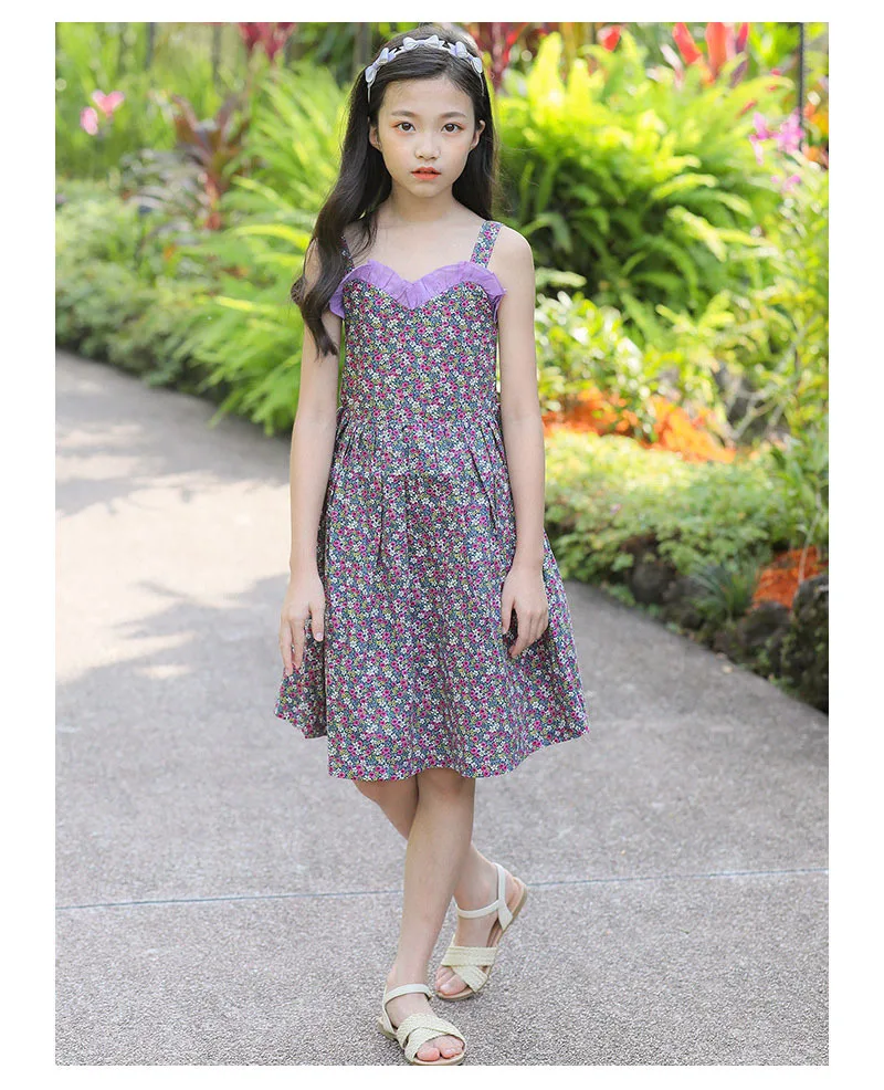 Teenage Girls Floral Printed Beach Dresses For Kids Summer 2019 Cotton Holiday Party Dress Clothes Children Knee Length Sundress (18).jpg