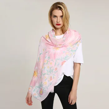 

2018 Hot Sale Women Floral Print Fringe Scarves Shawls Cotton Flower Muffler Wrap Hijab 6 Color 10pcs/lot Free Shipping