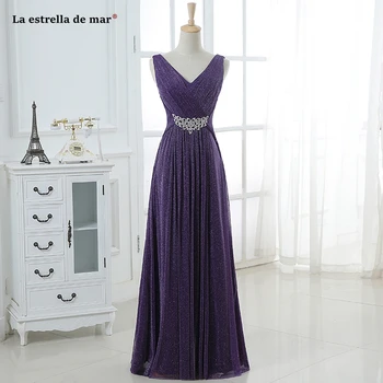 

vestidos de fiesta de noche new sexy V neck sequins a Line purple bridesmaid dress long plus size sukienki na wesele damskie