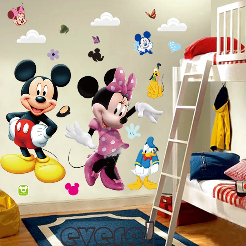 FAROOT Mickey Mouse Minnie Vinyl Mural Wall Sticker Decals Kids Nursery Children Room Decor Cartoon WS