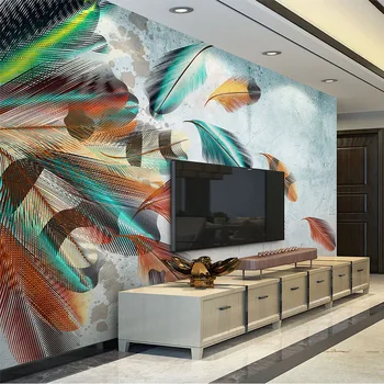 

European Style Retro Colorful Feather Photo Wallpaper Modern Fashion Living Room TV Sofa Bedroom Background Wall Decor Wallpaper