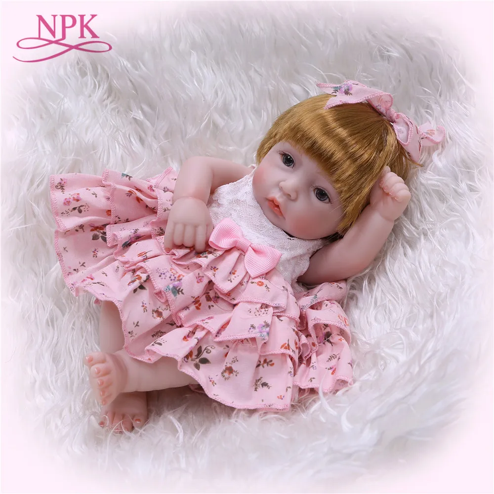 

NPK Full Body Silicone Reborn Baby Doll Kids Playmate Gift For Girl 11Inch Alive Doll Soft Toys For Bouquets Doll Bebes Reborn