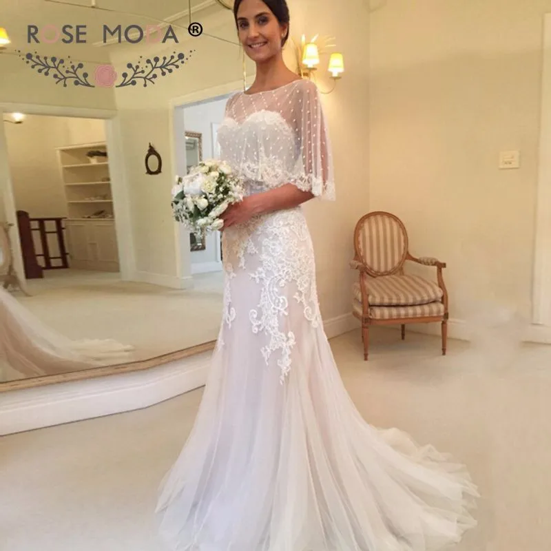 lace wedding dress with cape