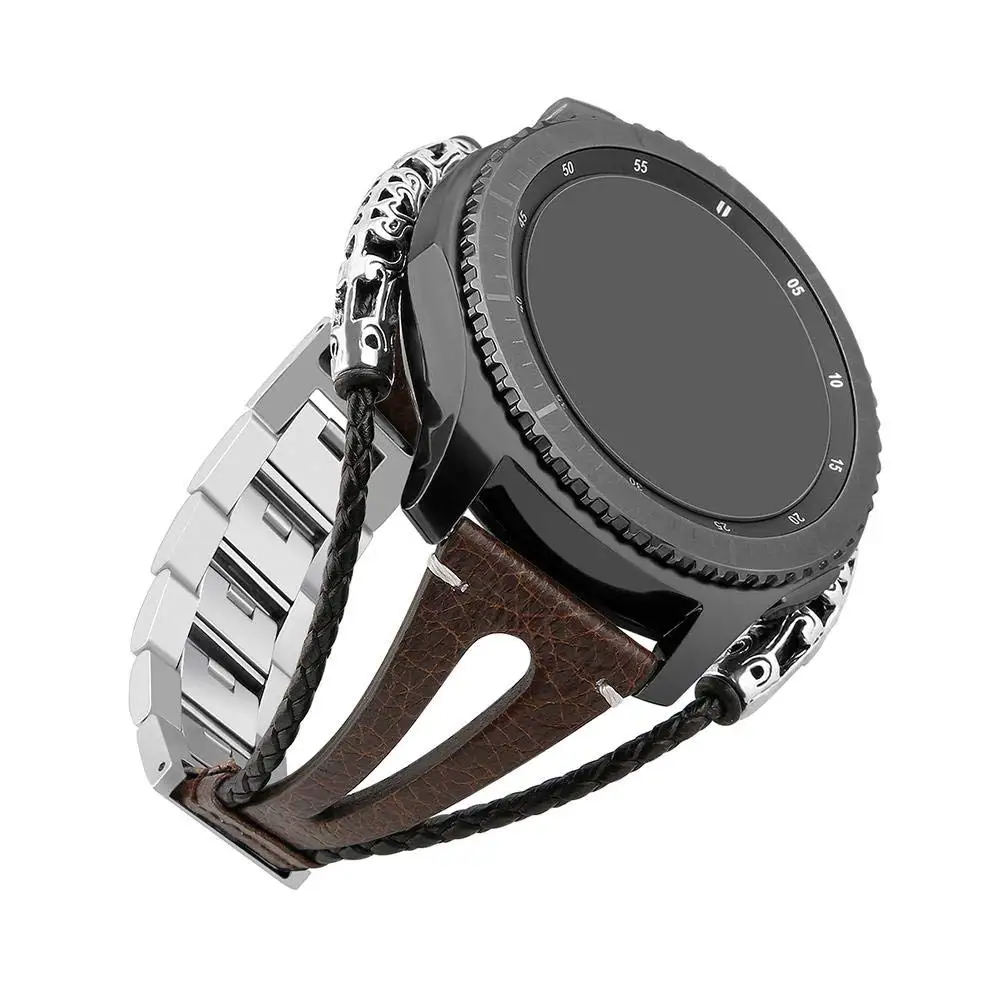 22 мм кожаный ремешок для часов samsung Galaxy Watch 46 мм/gear S3 Classic/S3 Frontier из нержавеющей стали замена браслета ремешок