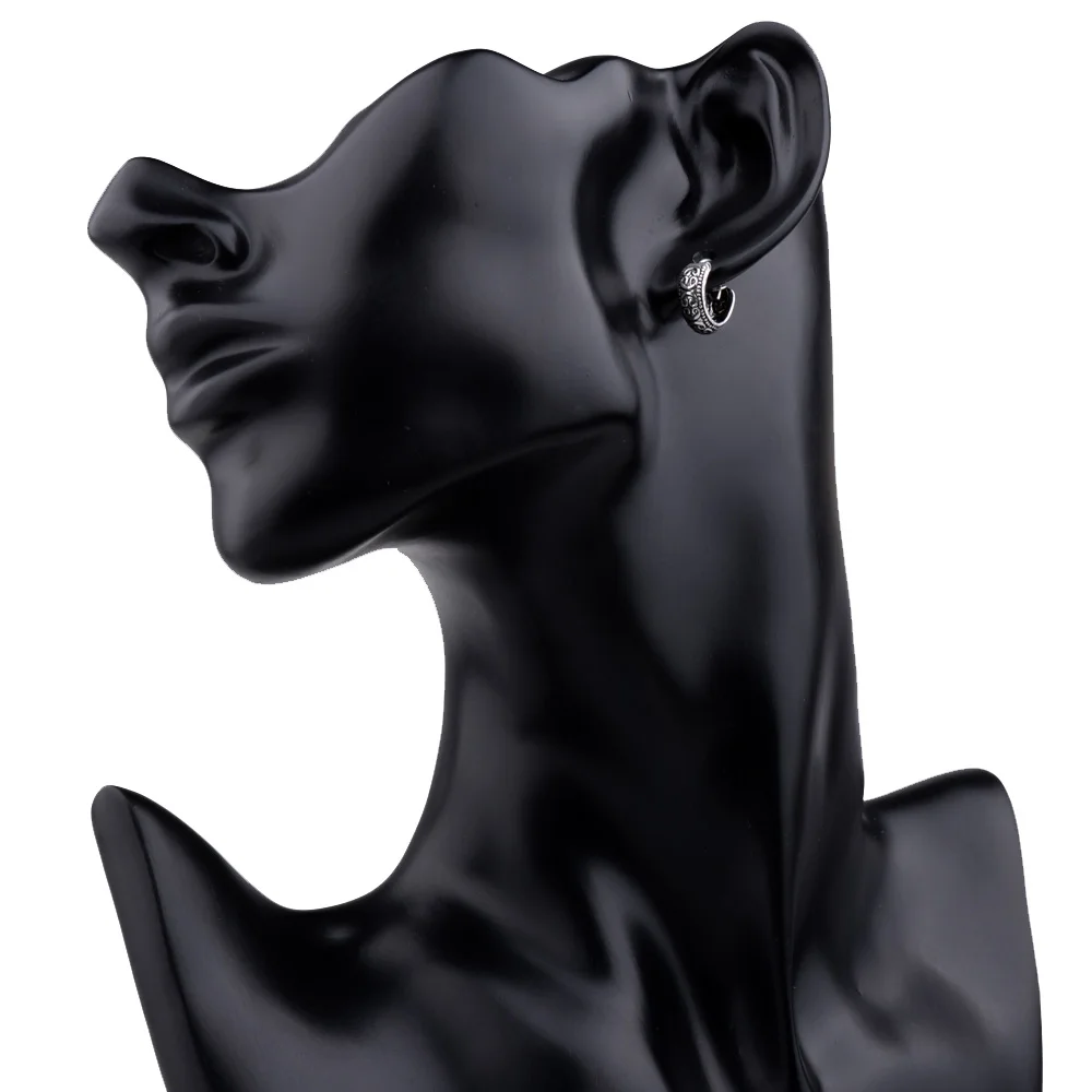 Mythic Age Real 925 Sterling Silver Tribal Symbol Vintage Small Hoop Earrings Jewelry Gift for Women Men Fine Jewelry