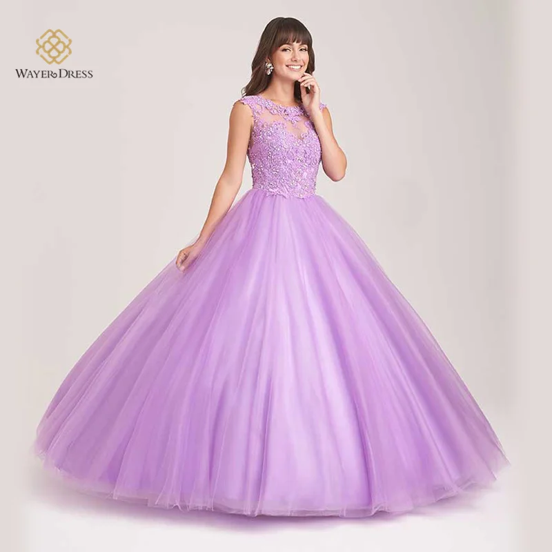 New Arrival Tank Back Hole Lace Appliques Beaded Quinceanera Dresses