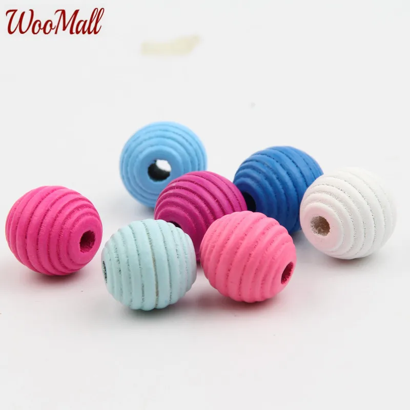 20Pcs Wooden Thread Beads Wood Findings For Baby DIY ...