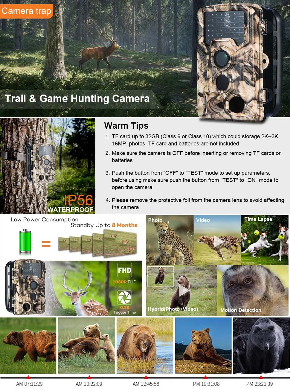 Térmicos para a Caça Câmera de Detecção Foto-armadilha Visão Noturna Lcd Imagers Selvagem Câmera Armadilhas Foto 1080 p 46 Infravermelha Ip56 16mp 2.4 12 foto 1080 p 46 câmera de detecção infravermelha ip56