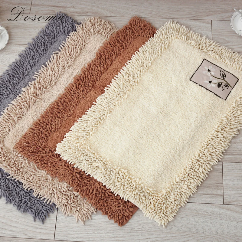 Patch Embroidery Cotton Rectangle Floor Mat Bedroom Carpet Modern