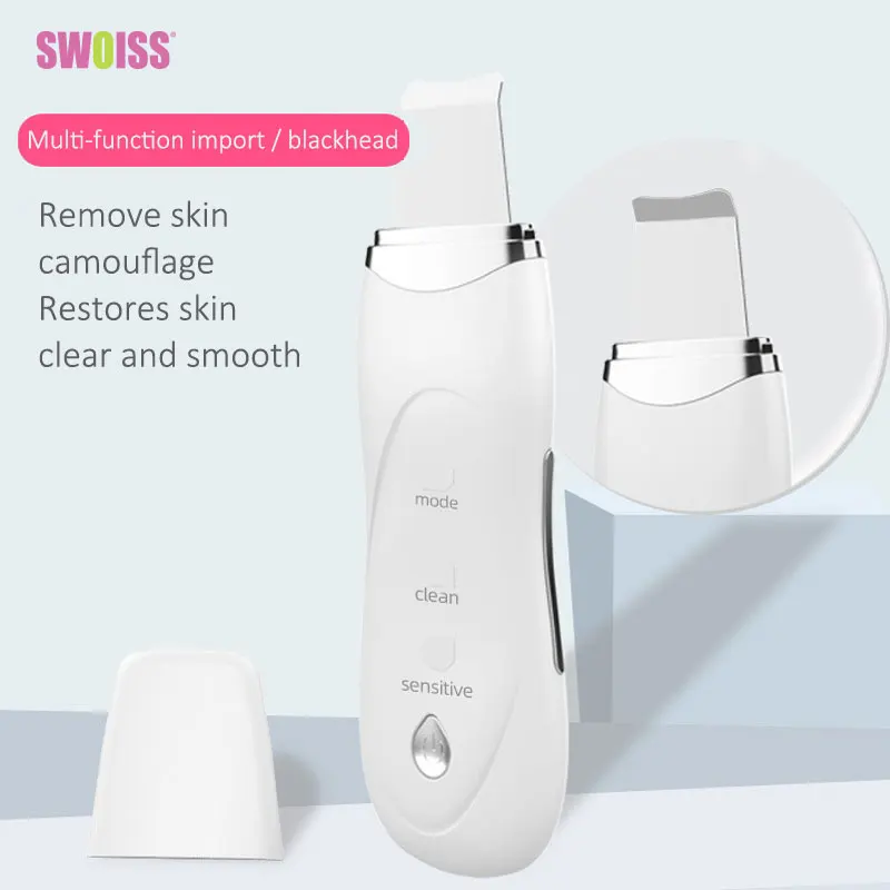 

SWOISS Ultrasonic Face Cleaner Scrape Machine Importer Cleansing Instrument Skin Scrubber Beauty Deep Exfiolating Facial Tool