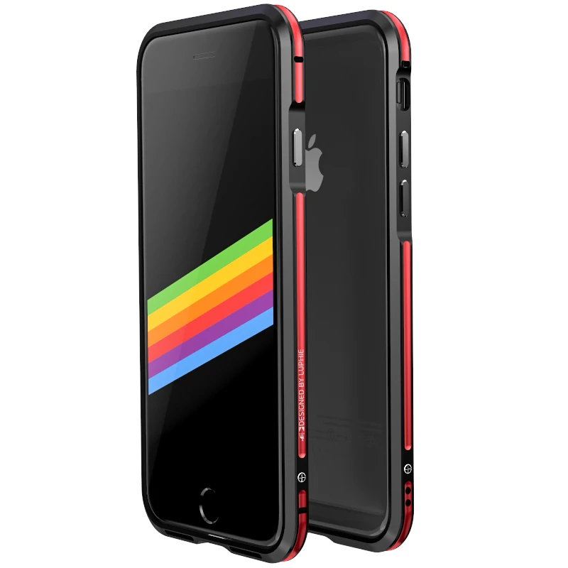 Роскошный Ультратонкий металлический бампер чехол для iphone 8 ударопрочный алюминиевый бампер для iphone 8, 8 Plus 4," 5,5" защитный чехол - Цвет: Black Red
