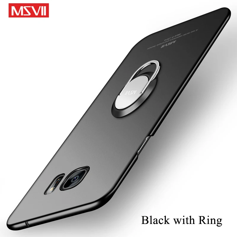Black with Ring Для samsung Galaxy S6 Edge чехол MSVII палец кольцо тонкий чехол для samsung S6 S 6 жесткая задняя крышка из ПК чехол для Galaxy S6 Edge - Цвет: Black with Ring