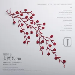 Plum Blossom Embroidered Fabric Applique Patch for Clothing Repair and Crafting (Length 35CM)