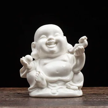 

Home/Car Decoration Ornament Laughing Buddha Statues Sculptures White Porcelain Chinese Buddhism Lucky/Happy/Wealth/Peace Sign