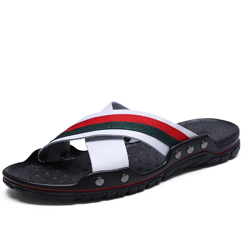 Koop YEINSHAARS Merk 2019 Zomer Mannen Slippers Lederen Kruis Riem Strand Water Schoenen Mannen Hoge Kwaliteit Slippers Big Size 38 47