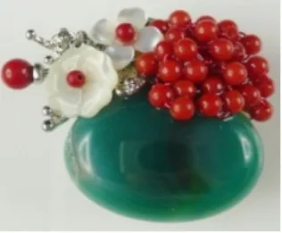 

Semi-precious Stone Brooch For Women Green stone With Shell Flower Brooch Free Shipping pendant and brooch double use