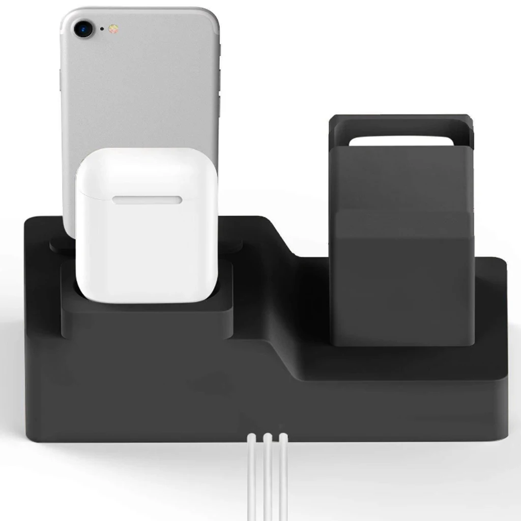 3 In 1 For Apple iPhone Silicone Charging Dock Charger Station Bracket Phone Holder 2 Colors