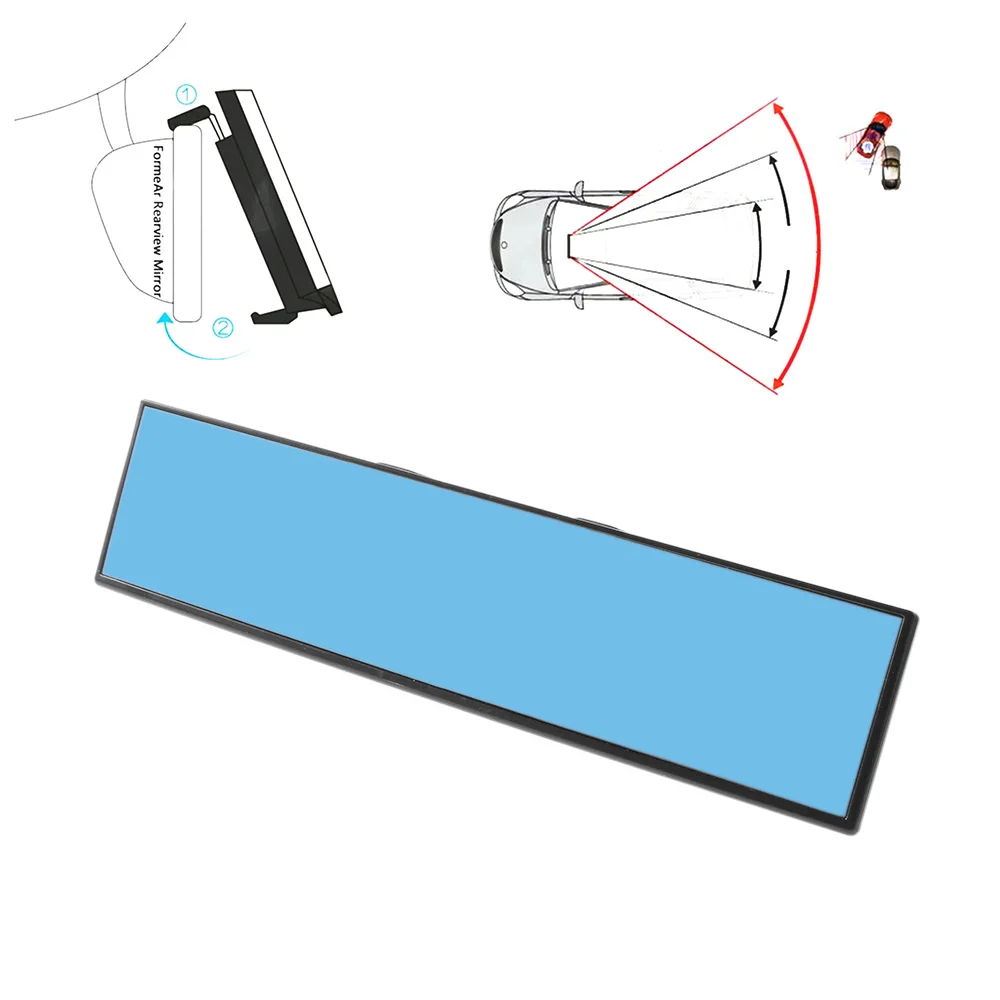 1PC Universal Antiglare Blue Large Wide Car Rear View Parking Reference Angle Auto Reverse Back Curve Convex Interior Mirrors