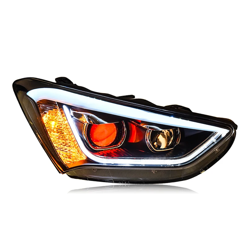 Автомобильный светодиодный налобный фонарь для Hyundai Santa Fe IX45 фары DRL Bi Xenon