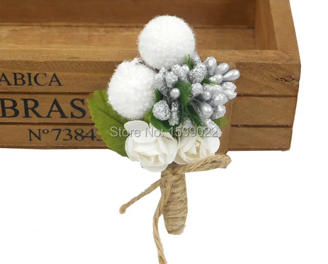 

5pcs/lot Retro Prom Boutonnieres Wedding Groomsman White Silver Brooches for Women Winter Snow Party Decorations Birthday Gifts