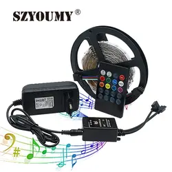 SZYOUMY 5 м 5050 2835 RGB Водонепроницаемый без Водонепроницаемый SMD диод Лента светодиодная лента с музыкой пульт дистанционного управления 12 В