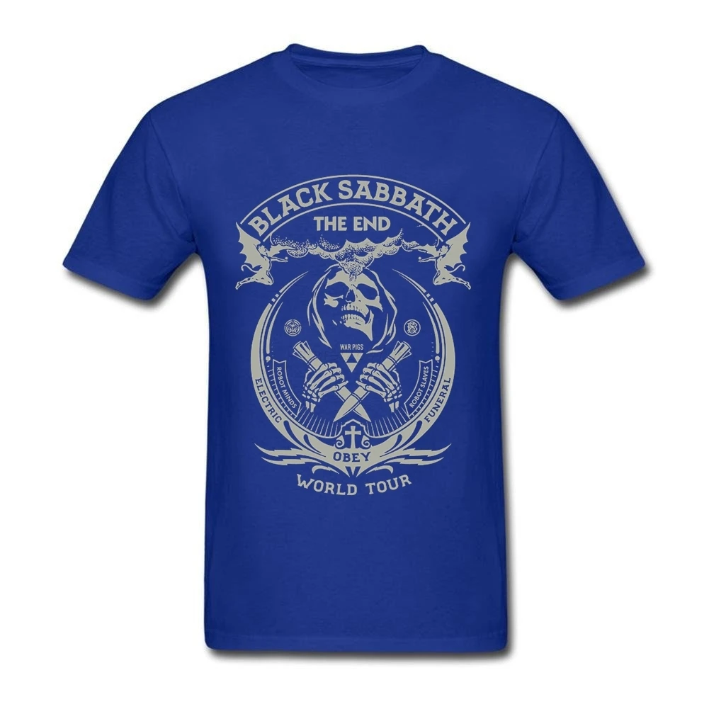Black Sabbath рубашка для мужчин the end World Tour футболки рок н ролл футболки для мужчин короткий рукав хлопок футболки Guy Merch - Цвет: Синий