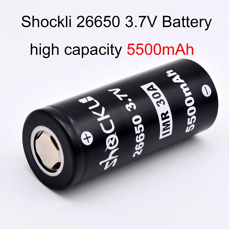 Shockli 26650 аккумулятор 26650 5500mAh 3,7 V литий-ионная аккумуляторная батарея 20A 30A для фонарей высокой мощности U21 l2 TC20 DQG крошечные