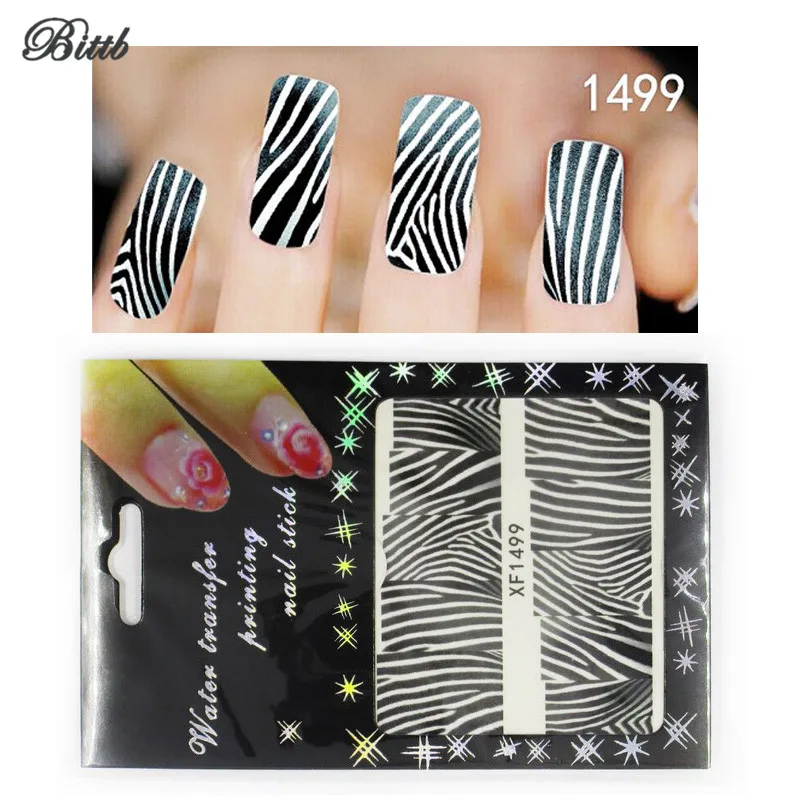 

Bittb 3 Sheets Nail Art Stickers Black Zebra-Strip DIY Fingernail Beauty Decals Manicure Nail Paint Foil Tool Makeup Stickers