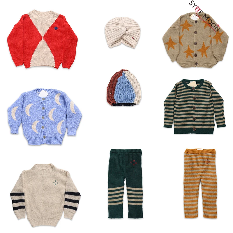 

2019 New Autumn Winter Bobo C Brand Kids Sweaters Boys Girls Fashion Print knit Cardigan Baby Children Cotton Tops Clothes