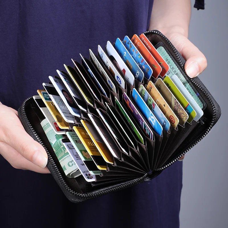 

NewBring 30 Card Slots Organ Genuine Leather Card Holder Big Capacity Organizer Purse Nederlands Passport Cover Travel Wallet