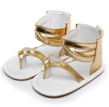 

Fashion Baby Girls sandals Princess Beautiful first walker summer shoes solid PU Flat Roman Sandals Non-Slip Newborn shoe