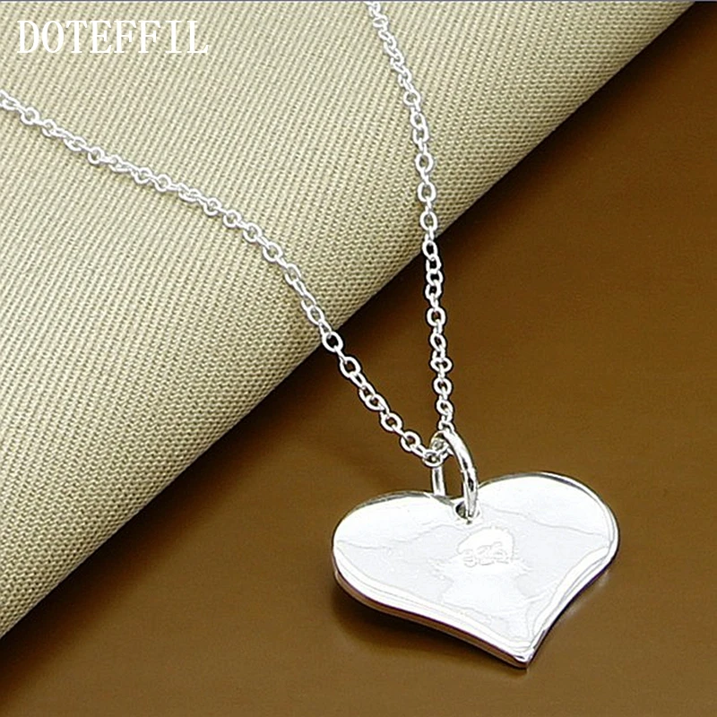 

New Fashion Jewelry 925 Silver Color Heart Necklace Pendant Necklace Women Gift