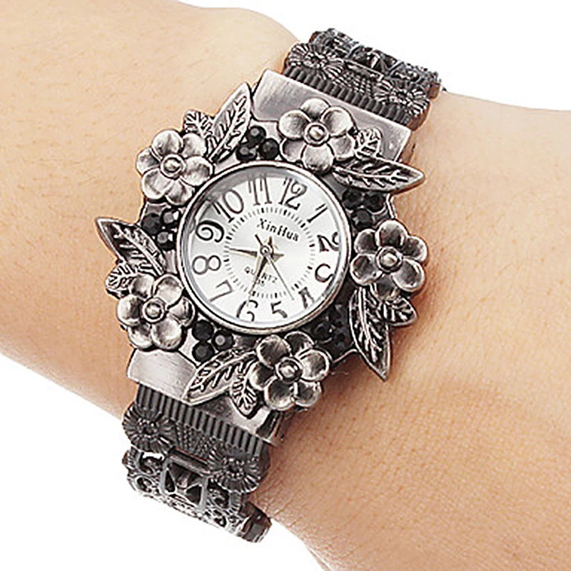 Stainless Steel Dial Quartz Wristwatches Women Fashion Bracelet Watches Flower Bangle Watch Pulsera Hombre XINHUA women watches electronic watch