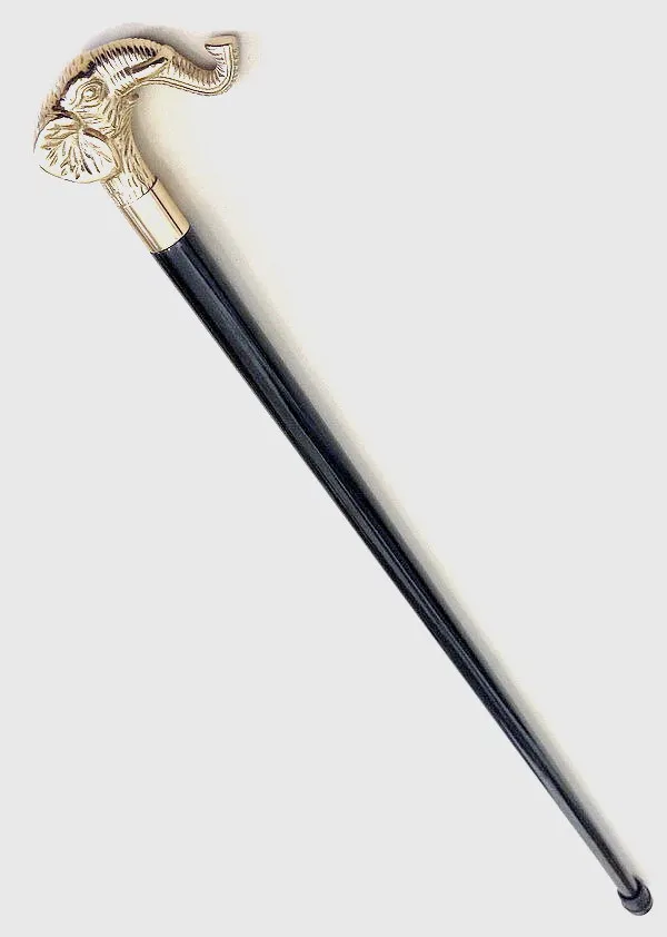 Gentleman wood cane walking sticks for old man cast brass elephant head