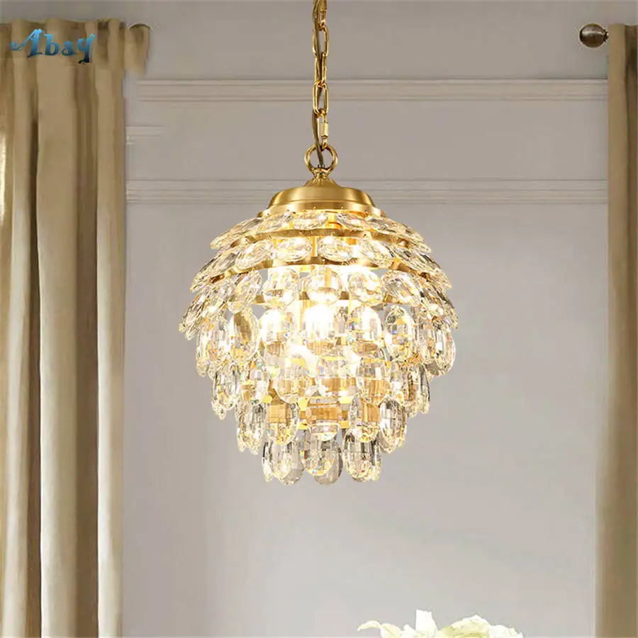 

nordic luxury copper crystal pineapple pendant lights for living room dining room gold hanging lamp hotel hall light fixtures