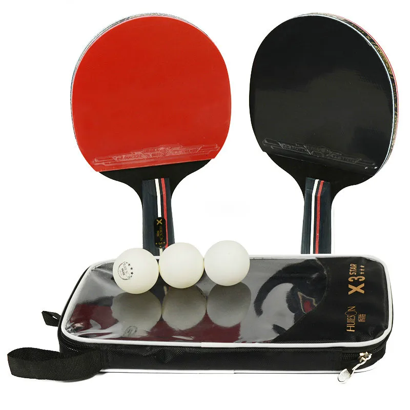 

2pcs/lot Table Tennis Bat Racket Double Face Pimples In Long Short Handle Ping Pong Paddle Set with Bag 3 Balls Rackets Rubber