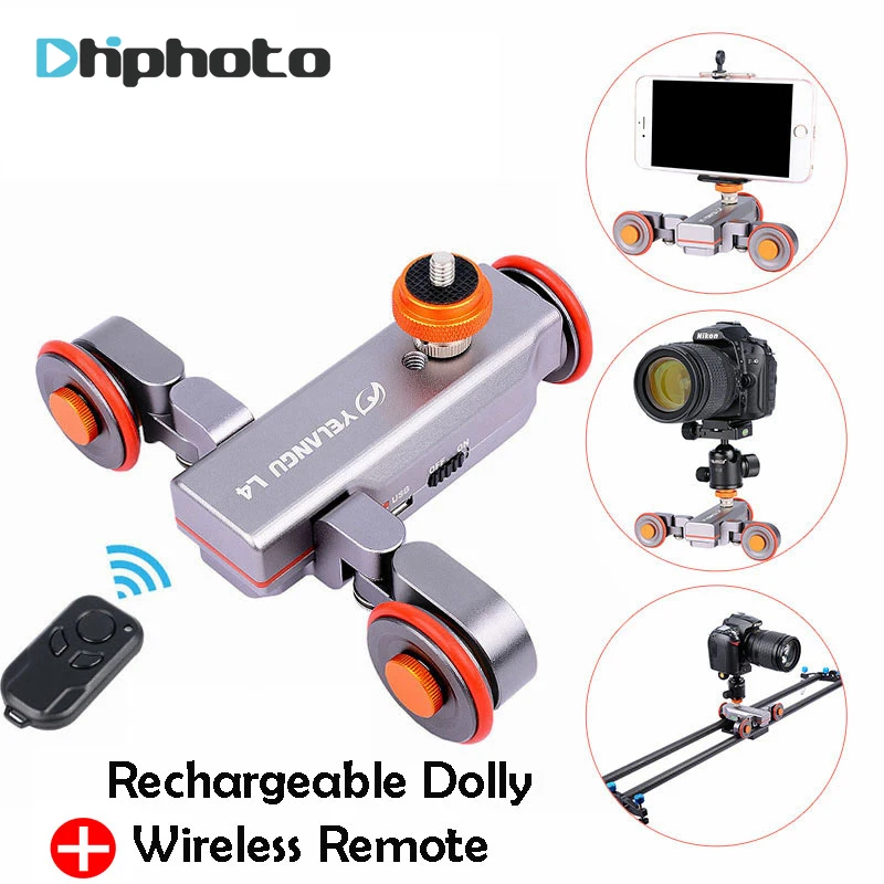 Goedkoop Yelangu DSLR Gemotoriseerde Elektrische Autodolly Video Katrol Rolling Skater Slider w Afstandsbediening voor iPhone Canon Camera Vlogging