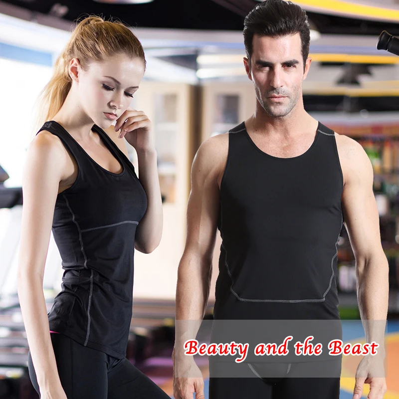 

Valentine'S Day GYM Compression Tights Men's T-Shirt Sleeveless Sport Suit Fitness Women Top Quickly Dry Couple Running Vest