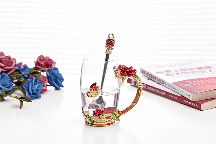 Роскошная розовая эмалированная Кружка, термостойкая стеклянная чашка для чая, чашка для воды, идеальные подарки, Креативные Свадебные украшения для дома