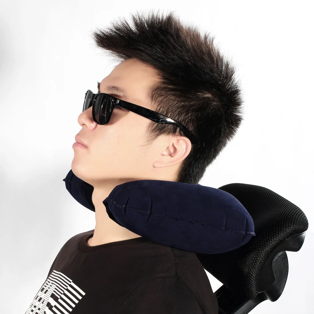 Inflatable Travel Pillow Air Cushion Neck Rest U Shaped Compact Plane